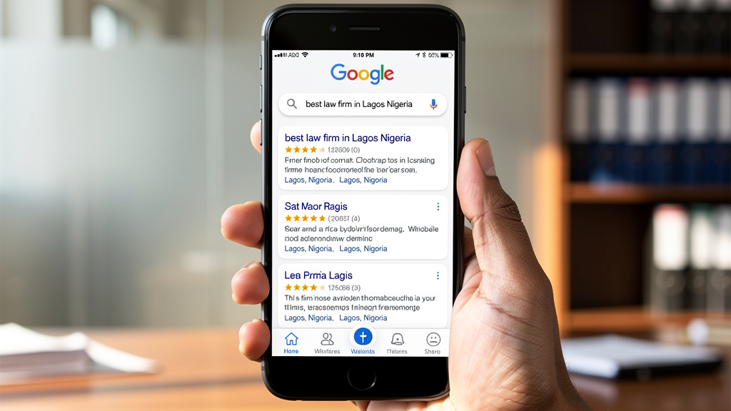 Google search results for a law firm on phone